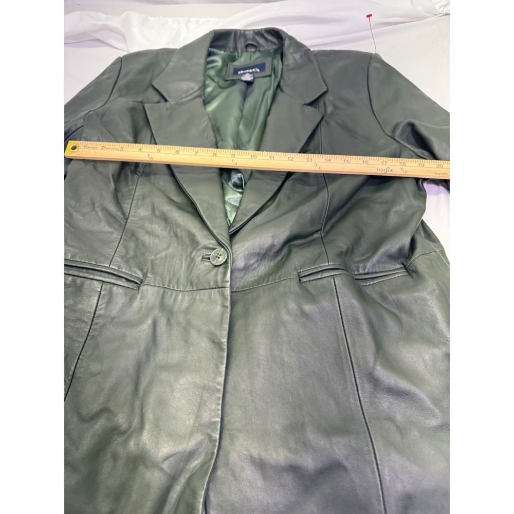 Denim and Company button up Leather Jacket Womens XL Lined Green western city - Picture 4 of 8